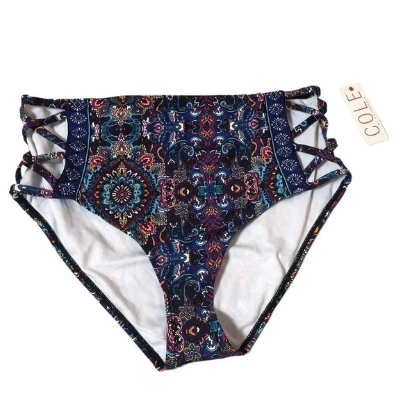 Cole of California- Bikini Bottom with Cutout Sides- Paisley Print - Picture 2 of 6